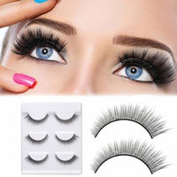 Girl12Queen 3 Pairs Natural Curly Long Fiber False Eyelashes Extension Women Makeup Tool