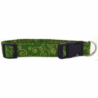 Metallic Gold Scrolls on Green Dog Collar - Size - Small