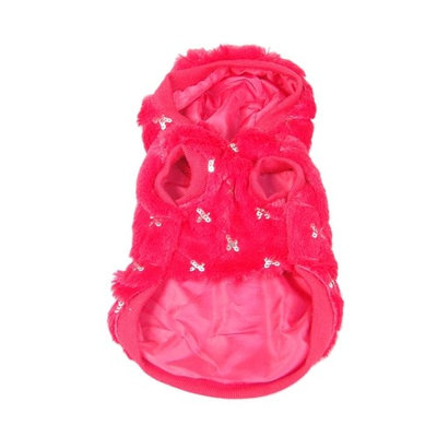 Red Hoodie with Sequins Puppy Dog Warm Coat Jacket Pet Clothes Clothing Apparel - Extra Small (Gift for Pet)