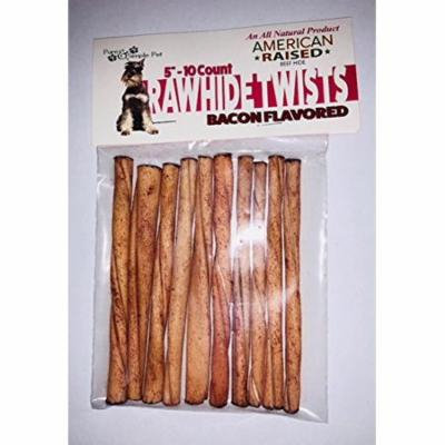 10/5inch Rawhide Twists, Bacon Flavored