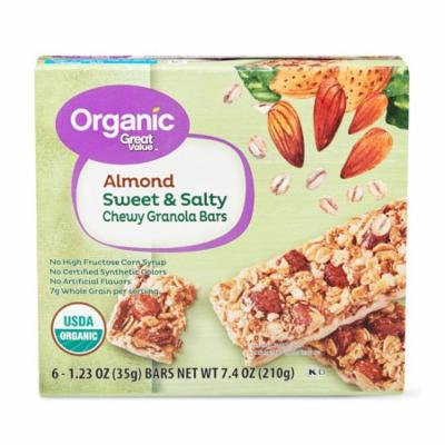 Great Value Organic Sweet & Salty Chewy Granola Bars, Almond, 6 Count