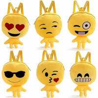 Toddler Backpack Soft Plush Cute 3D Emoji Cartoon Toy Schoolbag Student Rucksack