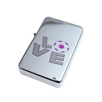 KuzmarK Silver Windproof Flip Top Lighter - Love Boys Soccer