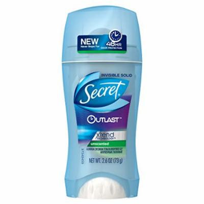 Secret Outlast Invisible Solid Antiperspirant Deodorant, Unscented, 2.6 Ounce (Pack of 2)