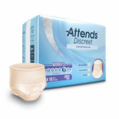 Attends Discreet Incontinence Care Women's Protective Underwear with Dual Leakage Protection, Large, 72 Count