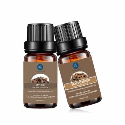 Myrrh Sandalwood 10ml Essential Oils Set,Natural Pure Aromatherapy Oils Therapeutic Grade Fragrance, Value 2 Pack For Massage And Relaxation