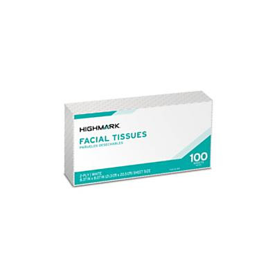 Highmark(R) 2-Ply Facial Tissue, Flat Box, White, 100 Tissues Per Box, Case Of 30 Boxes