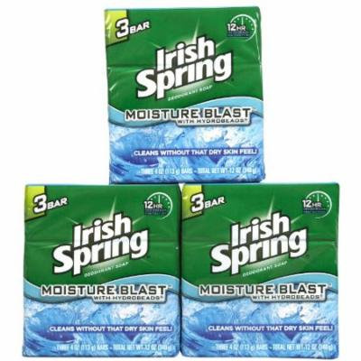 2 Pack Irish Spring Moisture Blast Deodorant Bar Soap 3.75oz bars 3 Each