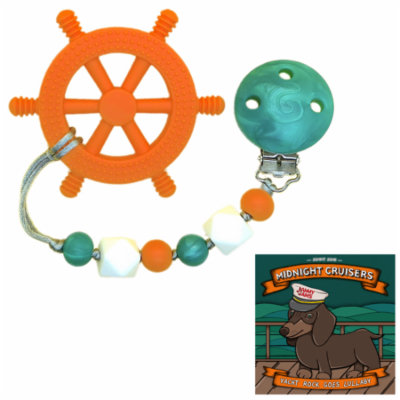 GumBaby 'Yacht Rocker' Teething Toy w/ Beaded Pacifier Clip + Jammy Jams