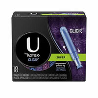 U by Kotex Click Super Compact Tampons, Compact Plastic Applicator, Unscented, 18 Count (Pack of 4)
