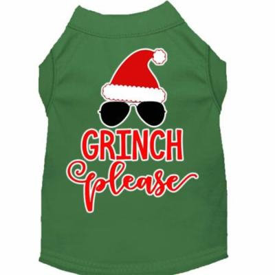 Grinch Please Screen Print Dog Shirt Green Sm (10)