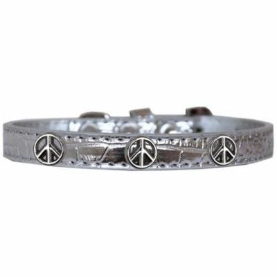 Peace Sign Widget Croc Dog Collar Silver Size 20