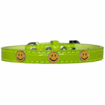 Happy Face Widget Croc Dog Collar Lime Green Size 16