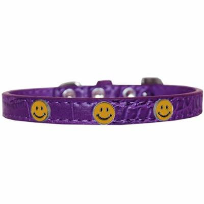 Happy Face Widget Croc Dog Collar Purple Size 18