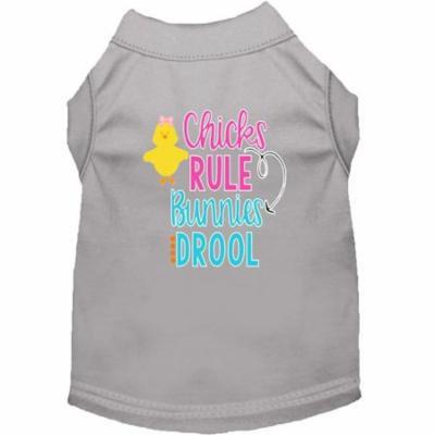 Chicks Rule Screen Print Dog Shirt Grey XS (8)