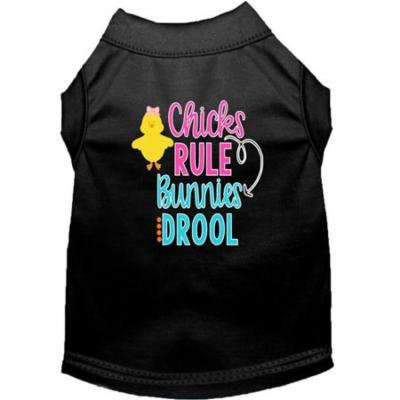 Chicks Rule Screen Print Dog Shirt Black Lg (14)