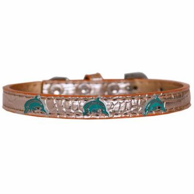 Dolphin Widget Croc Dog Collar Copper Size 16