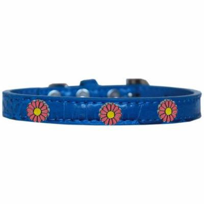 Pink Daisy Widget Croc Dog Collar Blue Size 18