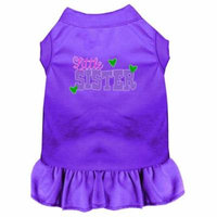 Little Sister Screen Print Dog Dress Purple Med