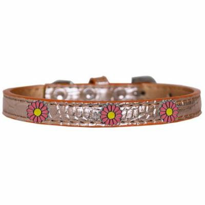 Pink Daisy Widget Croc Dog Collar Copper Size 12