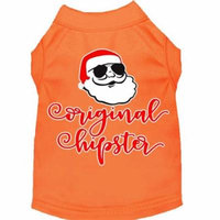 Original Hipster Screen Print Dog Shirt Orange XS (8)