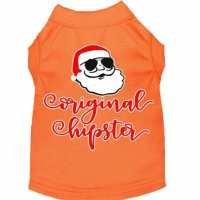 Original Hipster Screen Print Dog Shirt Orange XS (8)