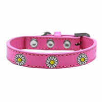White Daisy Widget Dog Collar Bright Pink Size 20
