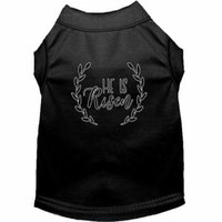 He Is Risen Screen Print Dog Shirt Black Sm (10)