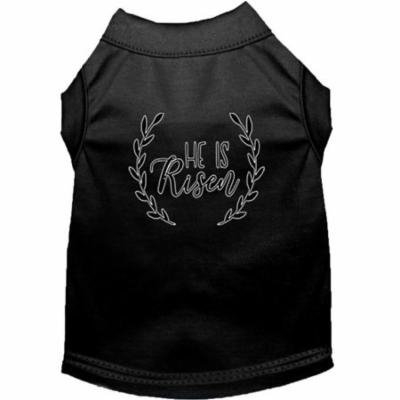 He Is Risen Screen Print Dog Shirt Black Sm (10)