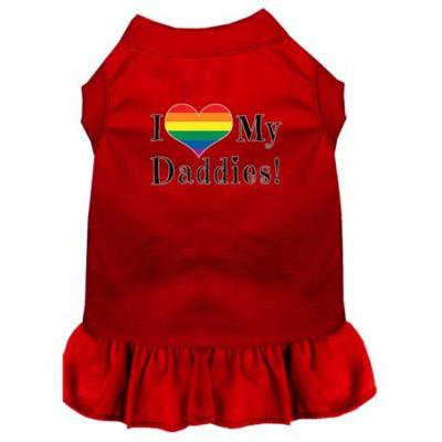I Heart my Daddies Screen Print Dog Dress Red XXXL