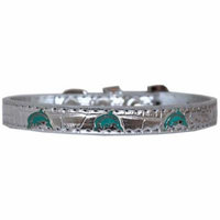 Dolphin Widget Croc Dog Collar Silver Size 18