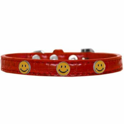 Happy Face Widget Croc Dog Collar Red Size 18