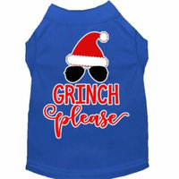 Grinch Please Screen Print Dog Shirt Blue Lg (14)