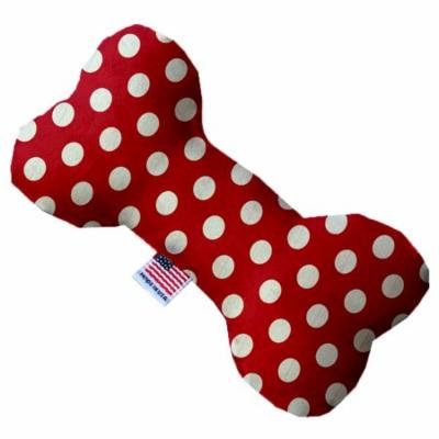 Red Swiss Dots 8 Inch Bone Dog Toy