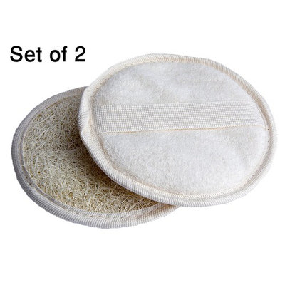 Exfoliating Loofah Glove / Pad - 2 Pack 100% Natural SPA Beauty - Egyptian Organic Bath Sponge Body Scrubber - Premium Quality Lofa Loofa Luffa Loffa for exfoliating your skin.