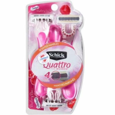 5 Pack Schick Quattro 4 Women's Razors W 4 Blades Raspberry Rain Scent(20 total)