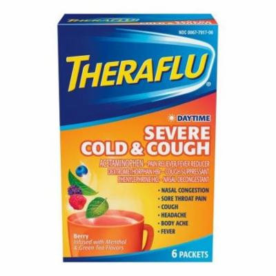 6 Pack Theraflu Daytime Severe Cold & Cough Berry & Green Tea Flavors 6 Ct Each