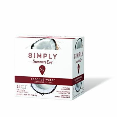 2 Pack Simply Summers Eve Cleansing Cloth Coconut Water 14 Count Each