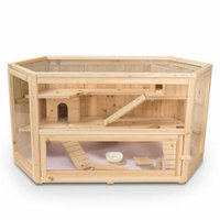 ALEKO Deluxe Fir Wood 3-Tier Hamster Cage - Large