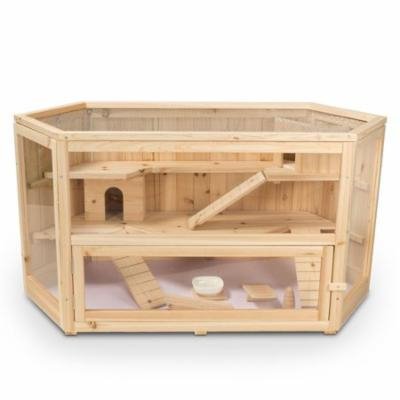 ALEKO Deluxe Fir Wood 3-Tier Hamster Cage - Large