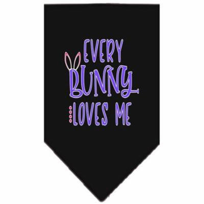 EveryBunny Loves Me Screen Print Bandana Black Small
