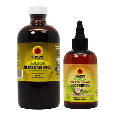 Tropic Isle Living Jamaican Black Castor Oil 8oz & Coconut Oil with Rosemary Vitamin E w/applictor