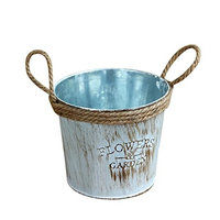 Dingji Vintage Metal Iron Keg Flower Pot Balcony Garden Plant Decor Pot