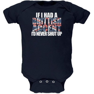 British Accent Funny Navy Soft Baby One Piece