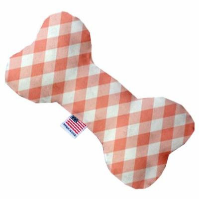 Peach Plaid 8 inch Bone Dog Toy