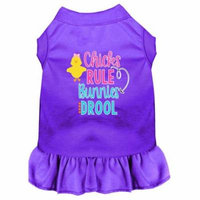 Chicks Rule Screen Print Dog Dress Purple Lg (14)