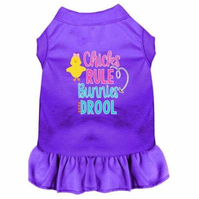 Chicks Rule Screen Print Dog Dress Purple Lg (14)