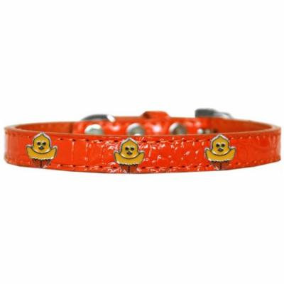 Chickadee Widget Croc Dog Collar Orange Size 14