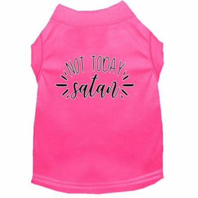 Not Today Satan Screen Print Dog Shirt Bright Pink Sm (10)