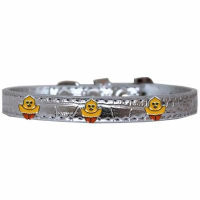 Chickadee Widget Croc Dog Collar Silver Size 14